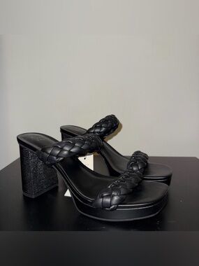 a new day Black Braided Platform Heel Sandals